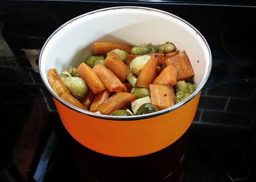 carrots, parsnip and Brussels sprouts side dish