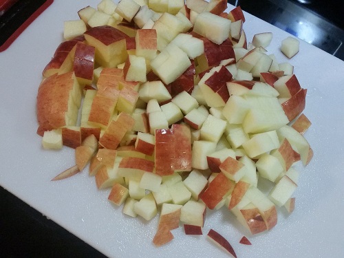 chop the apples into bite sized pieces