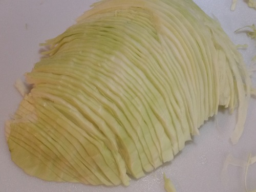 slice cabbage thinly