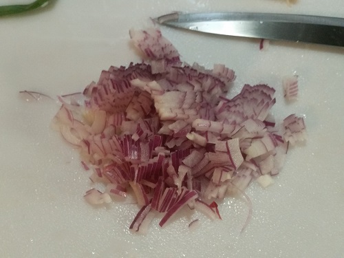 finely slice red onion