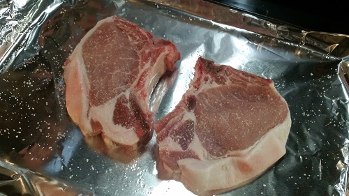 salt pork chop before cooking