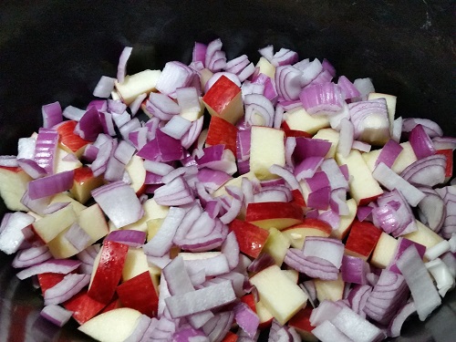 add red onions to the slow cooker