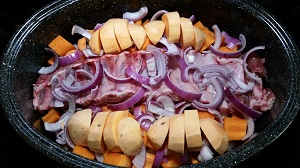 add sweet potatoes to ribs