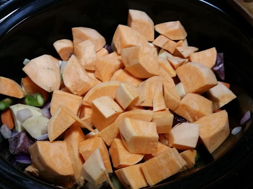 add orange sweet potatoes