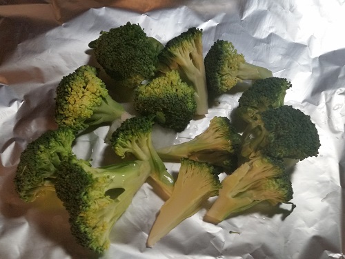 cut broccoli and wrap in foil