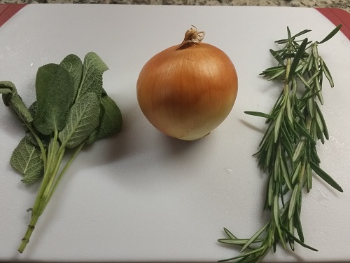 sage, onion, and rosemary