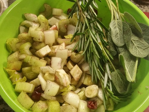 mix parsnip, celery, onion and spices