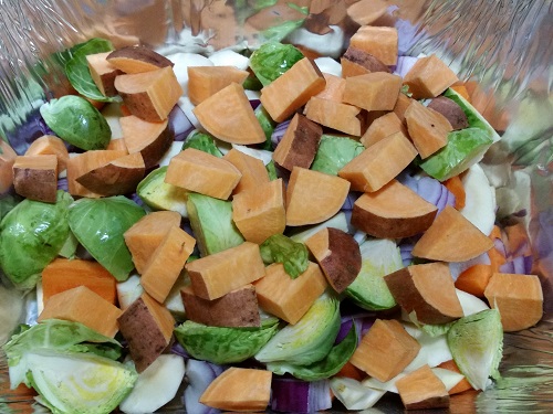 add chopped sweet potatoes